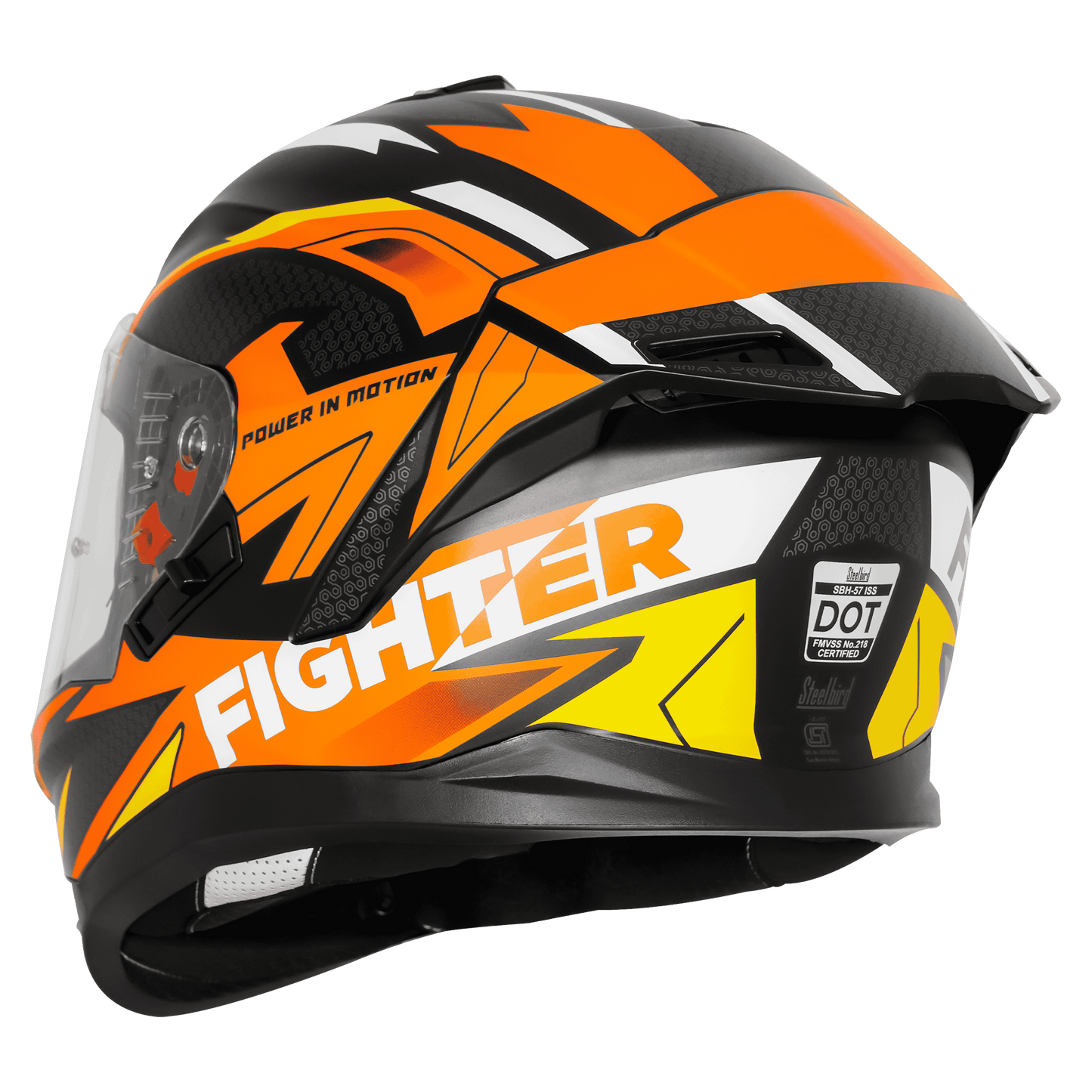 SBH-57 ISS FIGHTER F7 GLOSSY BLACK WITH ORANGE (FREE SMOKE VISOR)