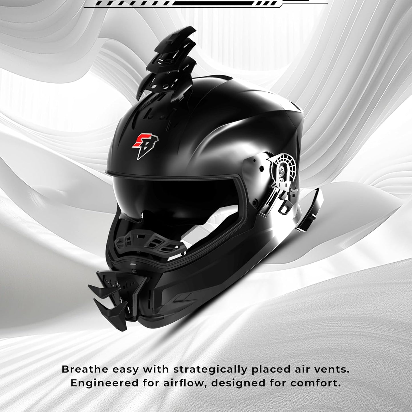 Steelbird SBH-57 Fighter Glossy Black ISI and DOT Certified with Inner Chrome Sun Shield