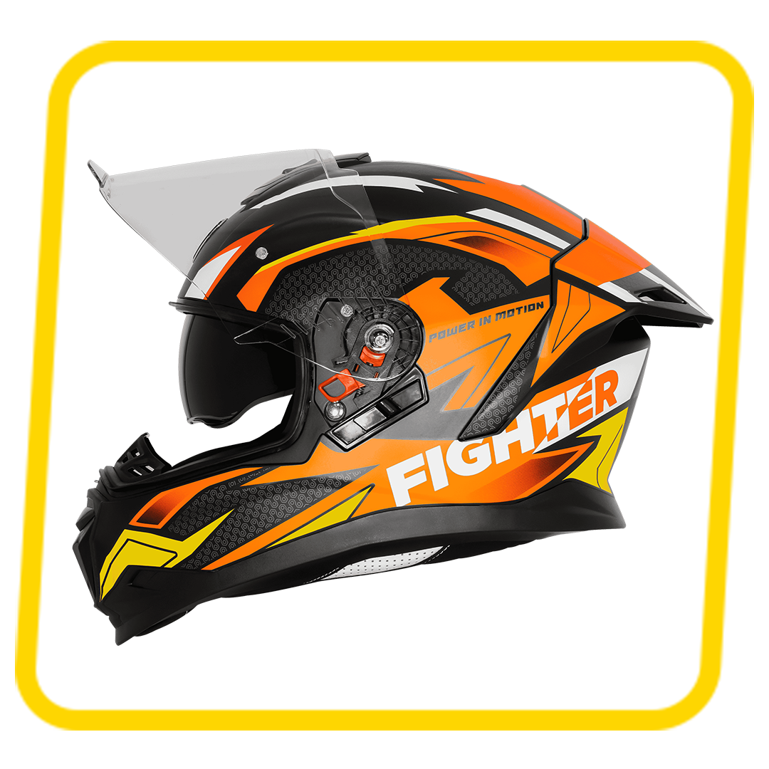 SBH-57 ISS FIGHTER F7 GLOSSY BLACK WITH ORANGE (FREE SMOKE VISOR)