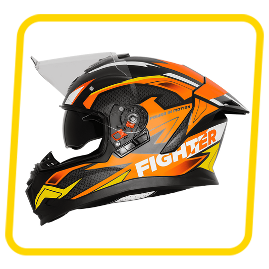SBH-57 ISS FIGHTER F7 GLOSSY BLACK WITH ORANGE (FREE SMOKE VISOR)