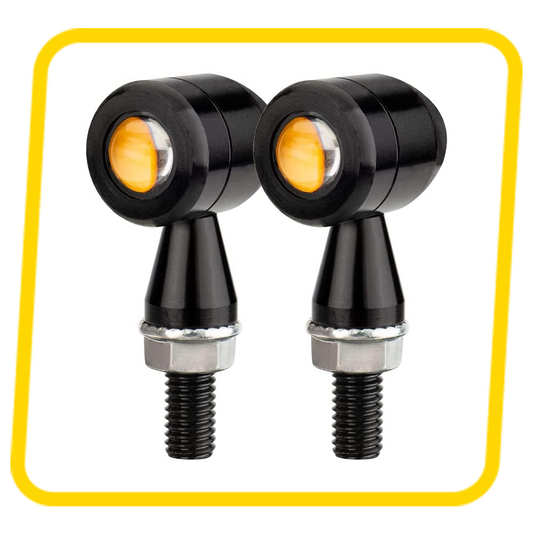 Mini Metal Bullet Turn Signals Motorcycle LED Blinkers Lights Universal Small Front Rear Indicator  (Black-Amber)