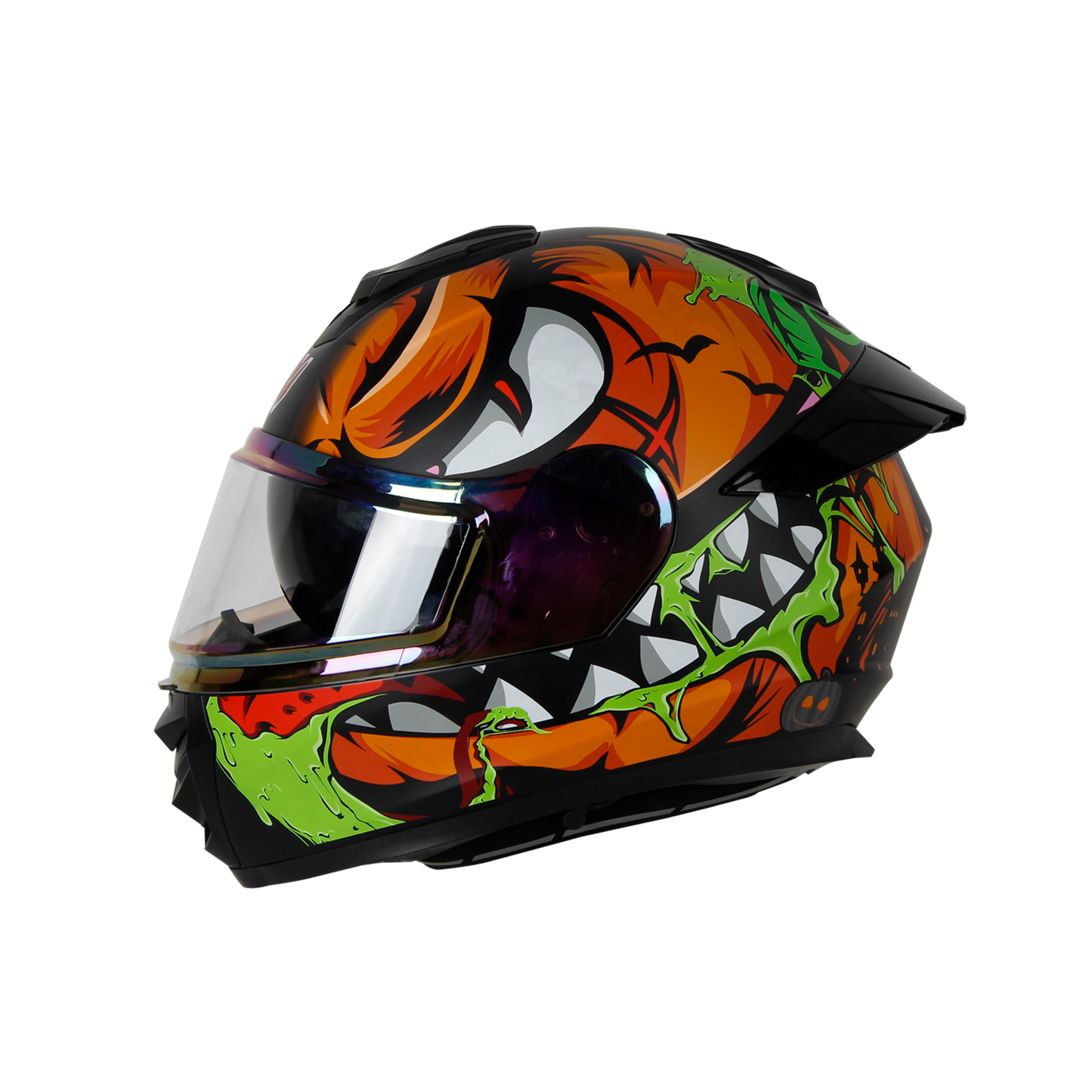 IGN-8 PUMPKIN MATT BLACK WITH ORANGE CHROME BORDER VISOR WITH PIN LOCK 30 WITH PC SMOKE SPOILER