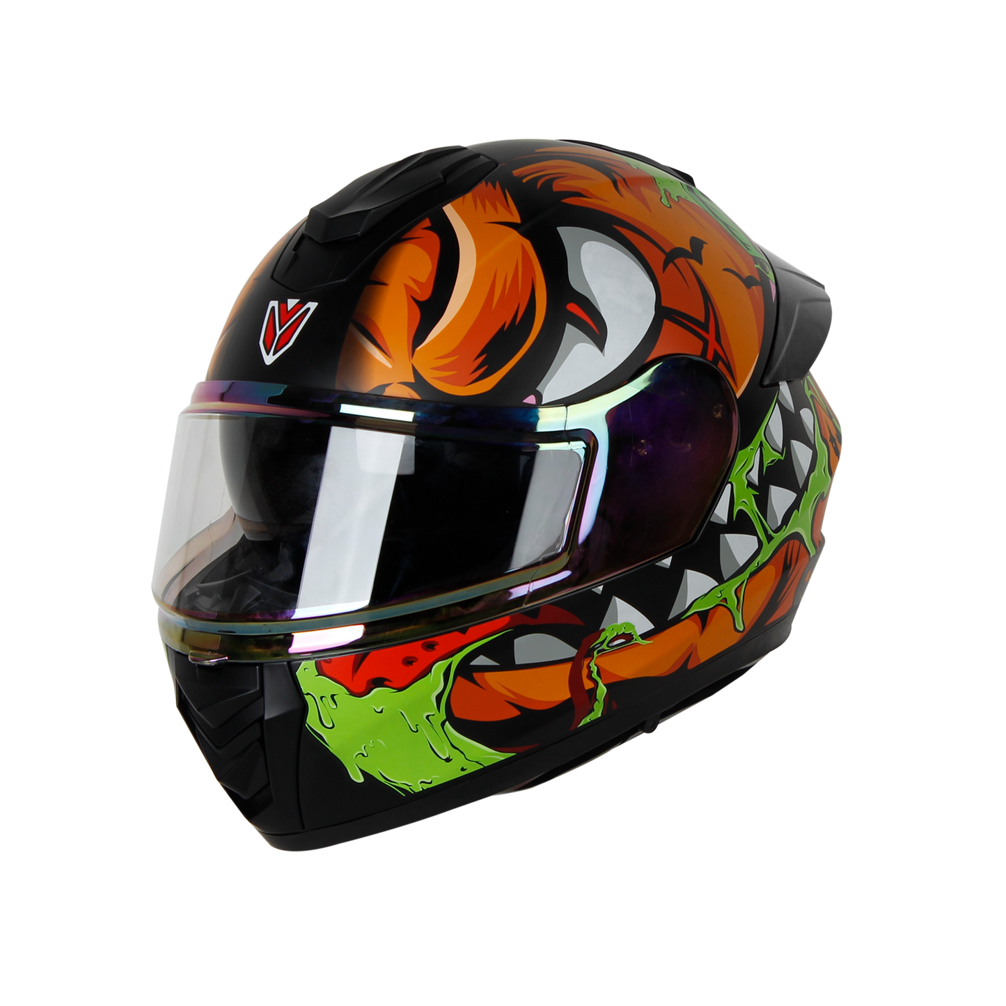 IGN-8 PUMPKIN MATT BLACK WITH ORANGE CHROME BORDER VISOR WITH PIN LOCK 30 WITH PC SMOKE SPOILER