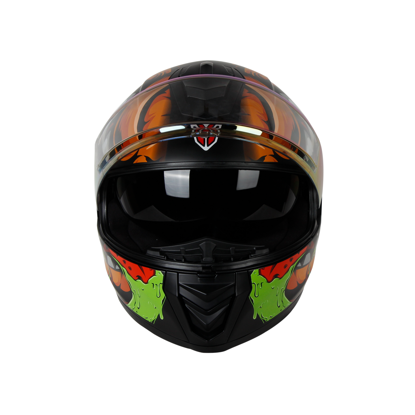 IGN-8 PUMPKIN MATT BLACK WITH ORANGE CHROME BORDER VISOR WITH PIN LOCK 30 WITH PC SMOKE SPOILER