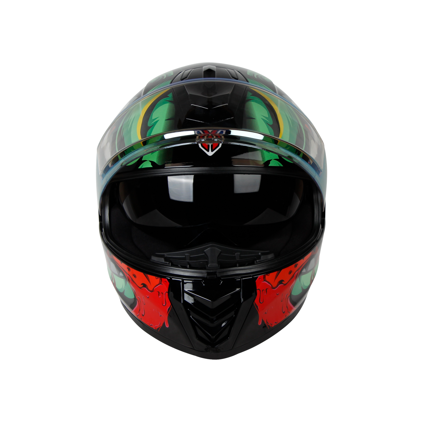 IGN-8 PUMPKIN GLOSSY BLACK WITH SEA GREEN CHROME BORDER VISOR WITH PIN LOCK 30 WITH PC BLACK SPOILER