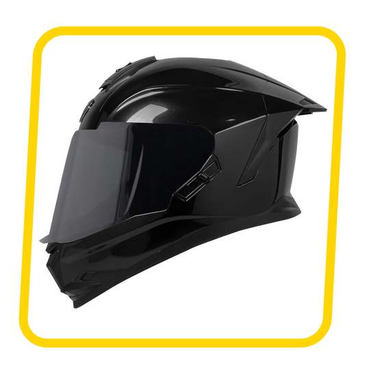 Steelbird SBH-57 Fighter Glossy Black ISI and DOT Certified with Inner Chrome Sun Shield