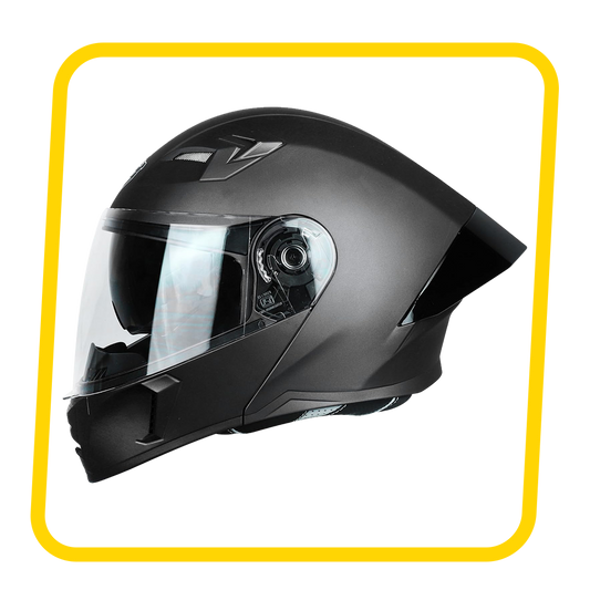 Steelbird SBA-20 Flip-Up Helmet With Black Spoiler (Glossy Black) - FREE SMOKE VISOR