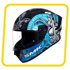 SMK Stellar Samurai Matt Black Grey Blue (MA265) Helmet