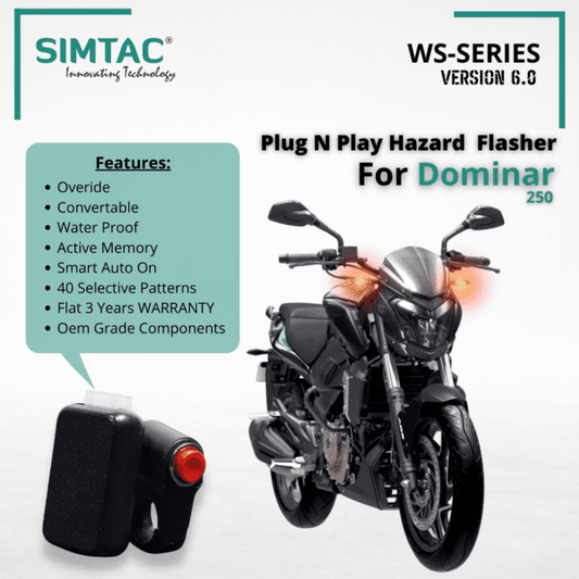 Bajaj DOMINAR 250 | Compatible | Simtac | With Switch [V6.0] | PNP Hazard Flasher / Adapter / Module | DNR19-WS6