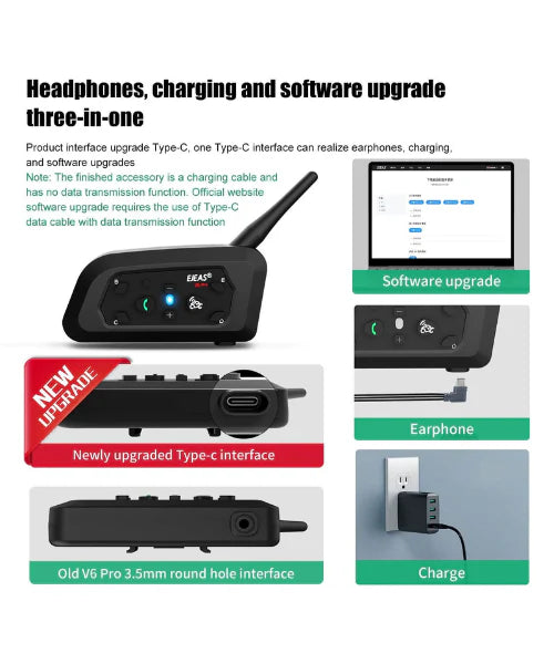 Ejeas V6 Pro+ Bluetooth Intercom (1 Yr Warranty)