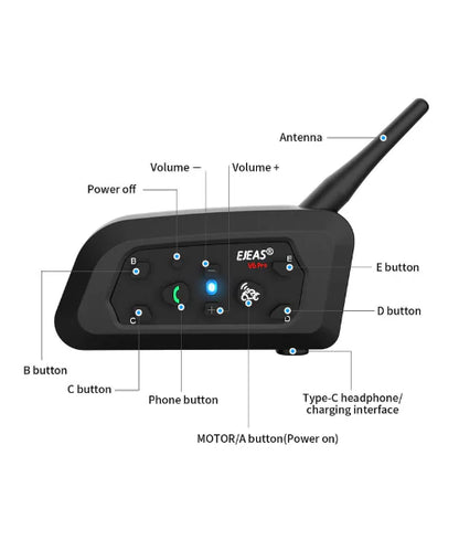 Ejeas V6 Pro+ Bluetooth Intercom (1 Yr Warranty)