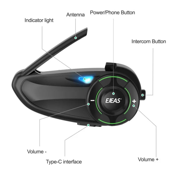 Ejeas Vnetphone Q8 Mesh Intercom - 6 Riders - 1 Yr Warranty