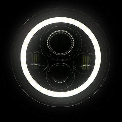 Headlight DRL with Full Ring Angel Eye Projector Light for All Royal Enfield Bikes (7 inch), LED, White, Orange