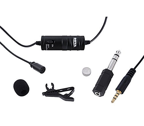 Boya BYM1 Omnidirectional Lavalier Condenser Microphone with 20ft Audio Cable (Black)