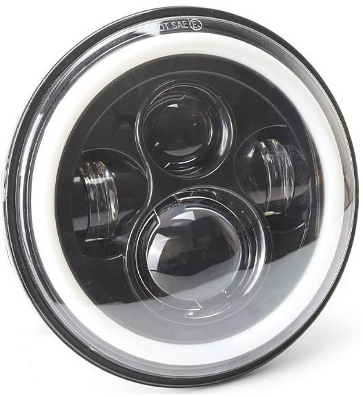 Headlight DRL with Full Ring Angel Eye Projector Light for All Royal Enfield Bikes (7 inch), LED, White, Orange