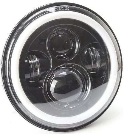 Headlight DRL with Full Ring Angel Eye Projector Light for All Royal Enfield Bikes (7 inch), LED, White, Orange