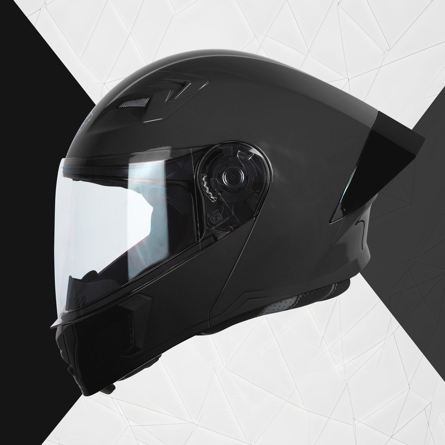 Steelbird SBA-20 Flip-Up Helmet With Black Spoiler (Glossy Black) - FREE SMOKE VISOR