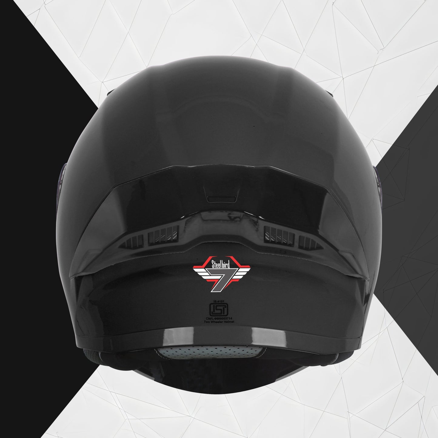 Steelbird SBA-20 Flip-Up Helmet With Black Spoiler (Glossy Black) - FREE SMOKE VISOR