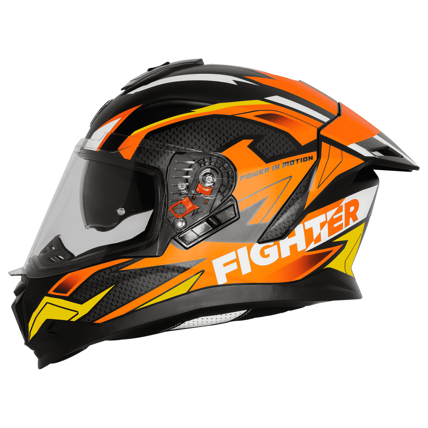 SBH-57 ISS FIGHTER F7 GLOSSY BLACK WITH ORANGE (FREE SMOKE VISOR)