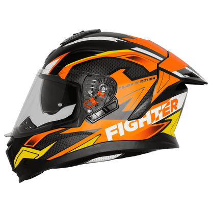 SBH-57 ISS FIGHTER F7 GLOSSY BLACK WITH ORANGE (FREE SMOKE VISOR)