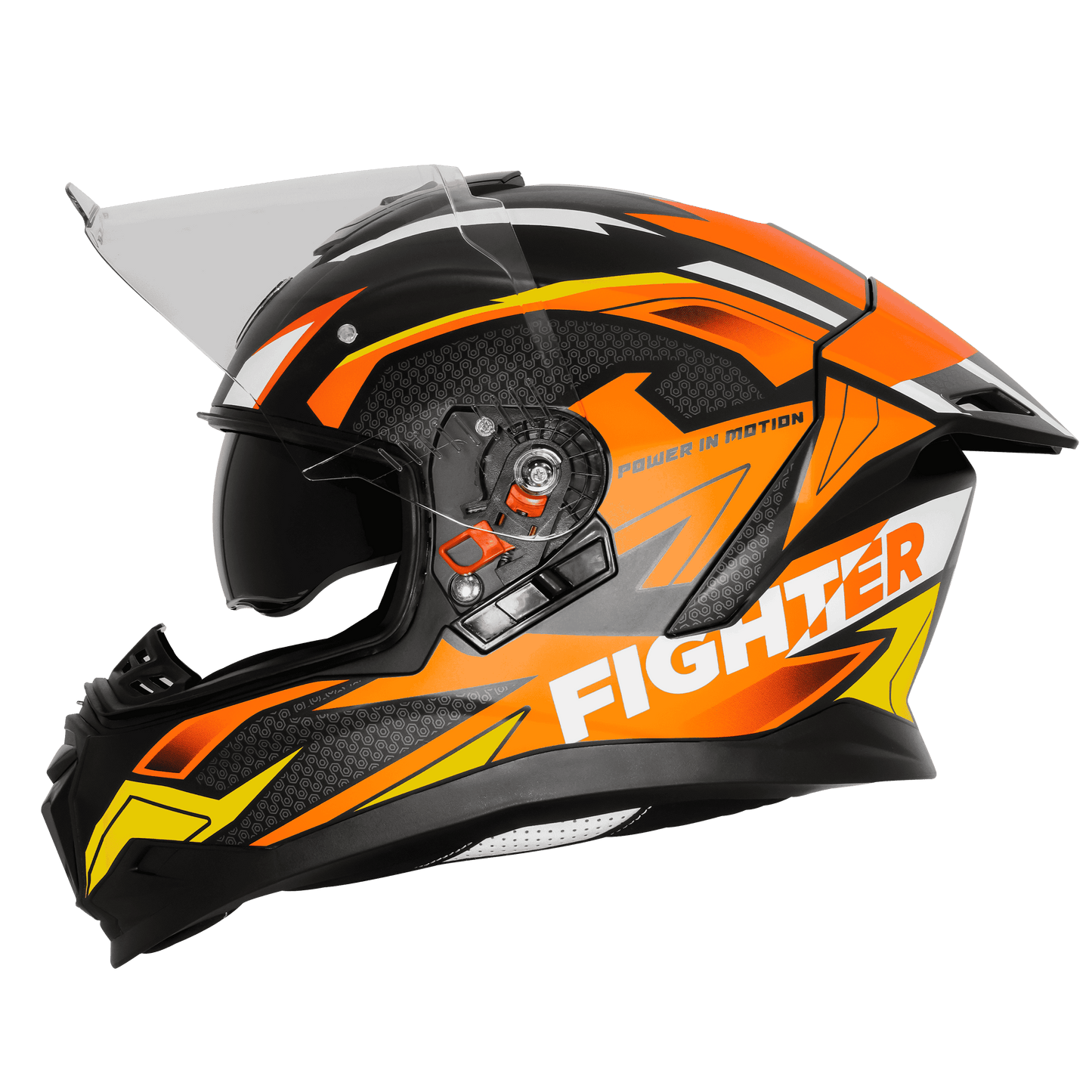 SBH-57 ISS FIGHTER F7 GLOSSY BLACK WITH ORANGE (FREE SMOKE VISOR)
