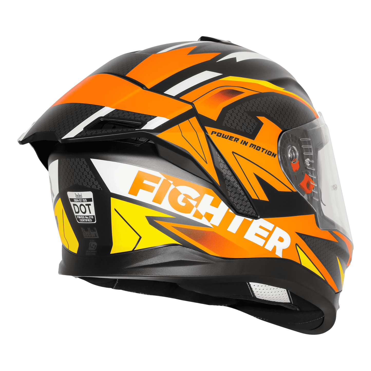 SBH-57 ISS FIGHTER F7 GLOSSY BLACK WITH ORANGE (FREE SMOKE VISOR)