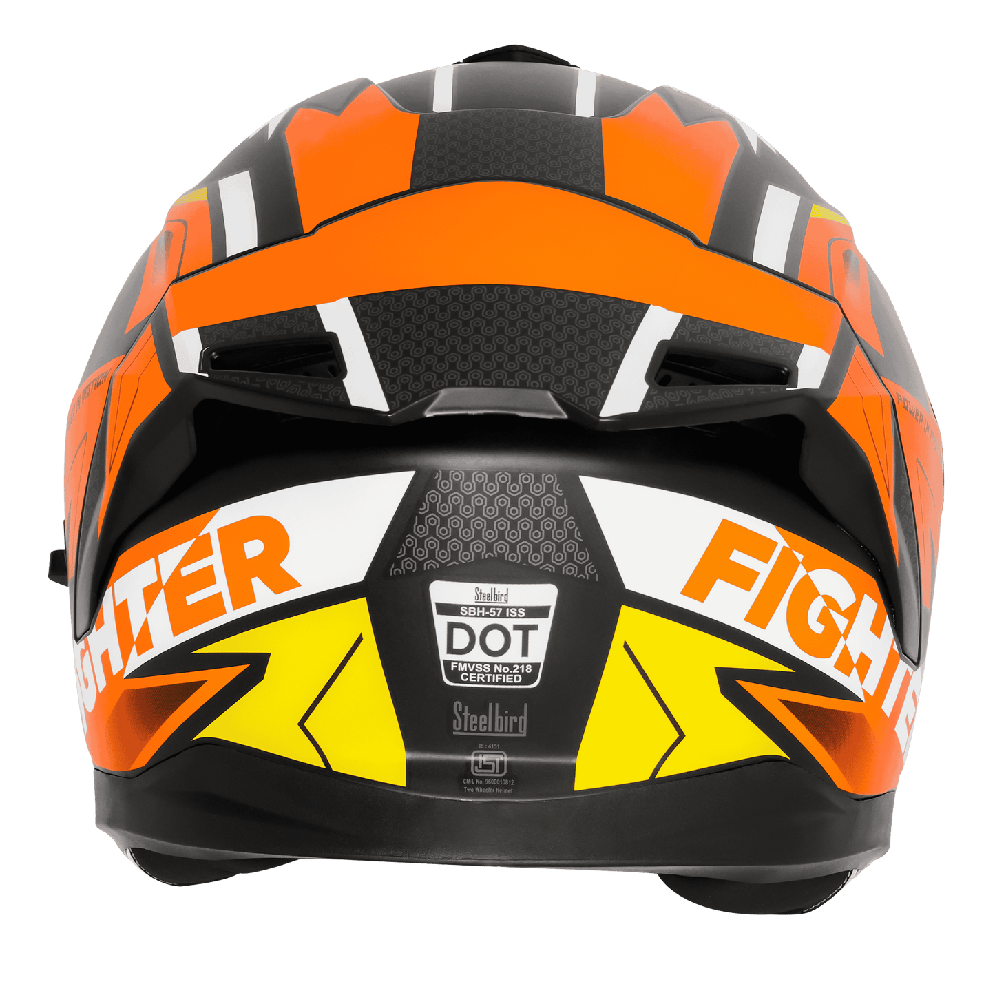 SBH-57 ISS FIGHTER F7 GLOSSY BLACK WITH ORANGE (FREE SMOKE VISOR)