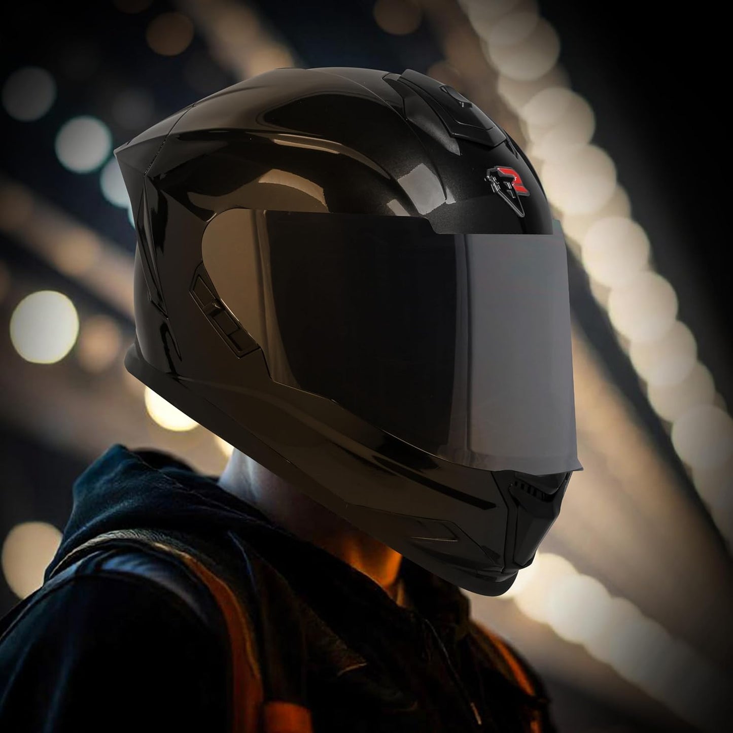 Steelbird SBH-57 Fighter Glossy Black ISI and DOT Certified with Inner Chrome Sun Shield
