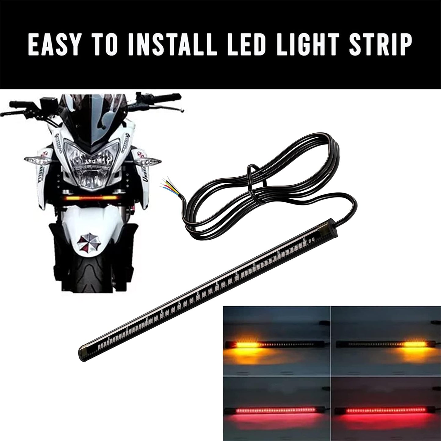Universal Licence Plate LED Light Strip with 48 SMD LEDs for Brake Stop Turn Signal (8 Inches, DC 12V, 8 Inch)