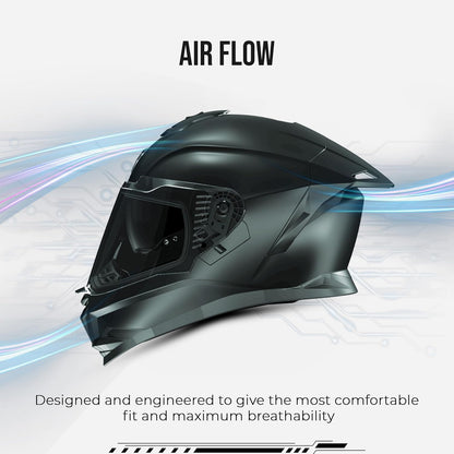 Steelbird SBH-57 Fighter Glossy Black ISI and DOT Certified with Inner Chrome Sun Shield