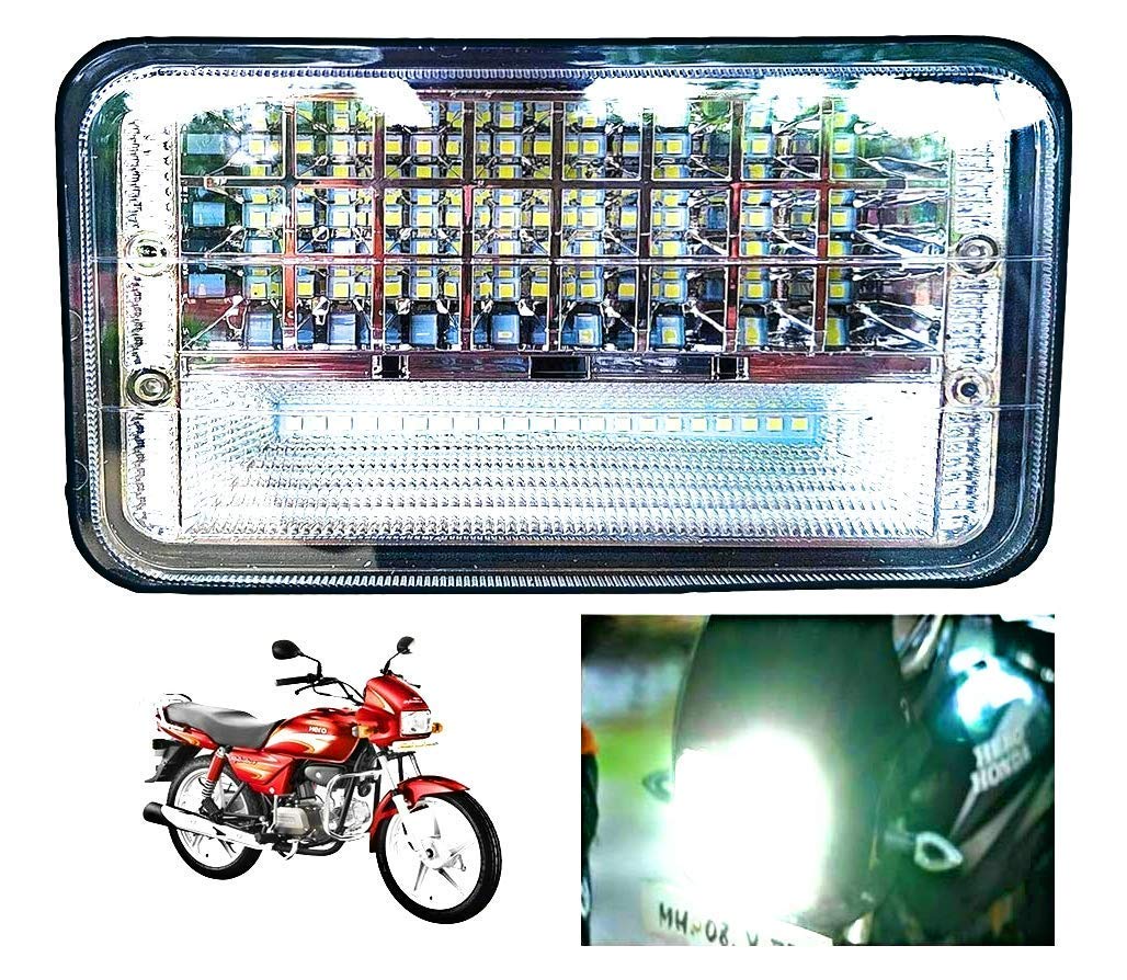 Gears First 50 LEDs Bright White Headlight with High & Low Beam | Compatible with Hero Splendor, Splendor Plus, Splendor Pro