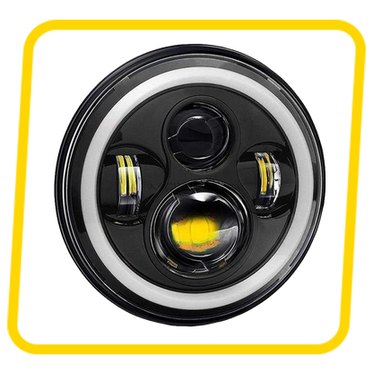 Headlight DRL with Full Ring Angel Eye Projector Light for All Royal Enfield Bikes (7 inch), LED, White, Orange