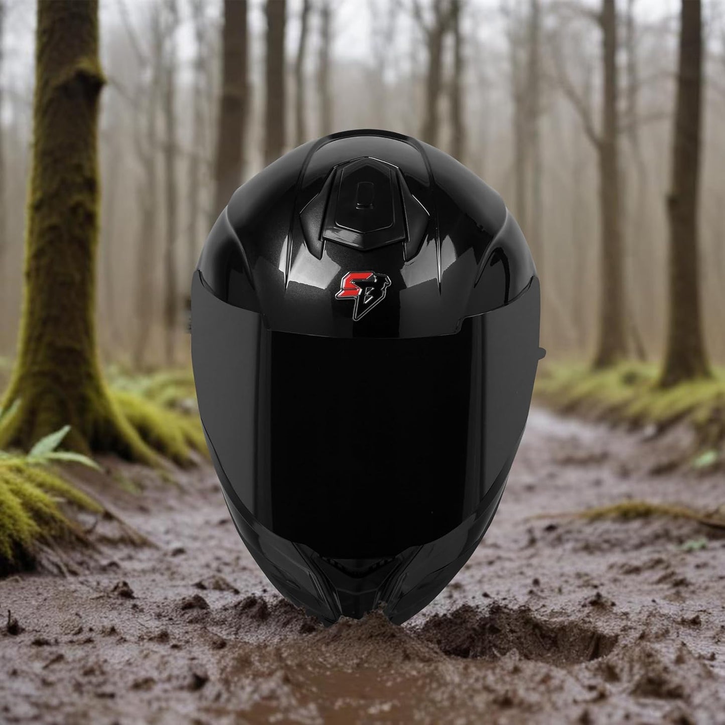 Steelbird SBH-57 Fighter Glossy Black ISI and DOT Certified with Inner Chrome Sun Shield