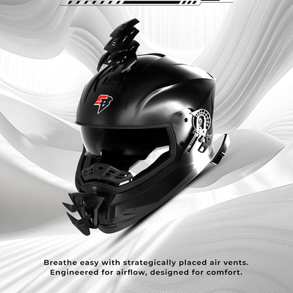 Steelbird SBH-57 Fighter Glossy Black ISI and DOT Certified with Inner Chrome Sun Shield