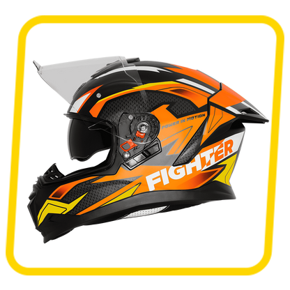 SBH-57 ISS FIGHTER F7 GLOSSY BLACK WITH ORANGE (FREE SMOKE VISOR)