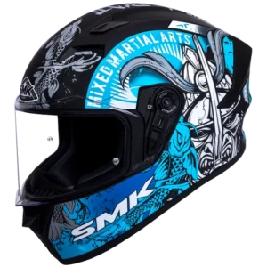 SMK Stellar Samurai Matt Black Grey Blue (MA265) Helmet