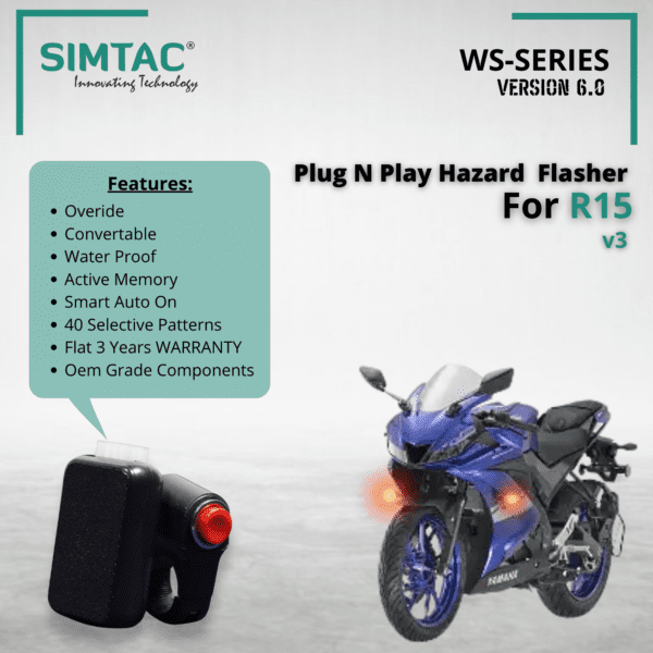 Yamaha R15 V3 | Compatible | Simtac | With Switch [V6.0] | PNP Hazard Flasher / Adapter / Module | YMHV3-WS6