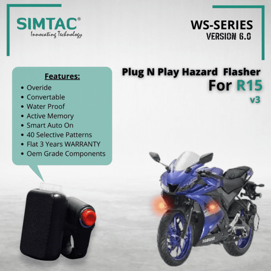 Yamaha R15 V3 | Compatible | Simtac | With Switch [V6.0] | PNP Hazard Flasher / Adapter / Module | YMHV3-WS6
