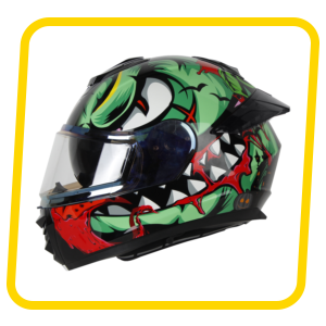 IGN-8 PUMPKIN GLOSSY BLACK WITH SEA GREEN CHROME BORDER VISOR WITH PIN LOCK 30 WITH PC BLACK SPOILER