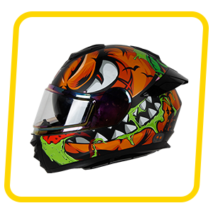 IGN-8 PUMPKIN MATT BLACK WITH ORANGE CHROME BORDER VISOR WITH PIN LOCK 30 WITH PC SMOKE SPOILER