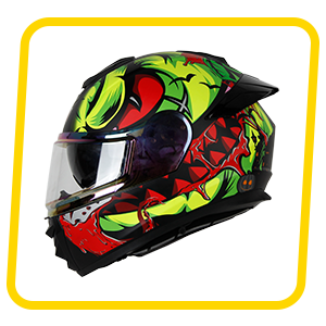 IGN-8 PUMPKIN MATT BLACK WITH NEON CHROME BORDER VISOR WITH PIN LOCK 30 WITH PC SMOKE SPOILER