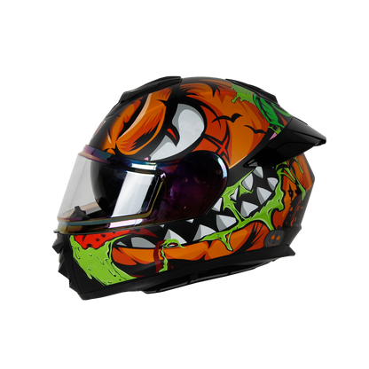 IGN-8 PUMPKIN MATT BLACK WITH ORANGE CHROME BORDER VISOR WITH PIN LOCK 30 WITH PC SMOKE SPOILER