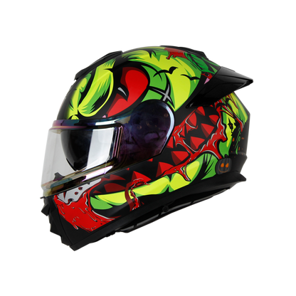 IGN-8 PUMPKIN MATT BLACK WITH NEON CHROME BORDER VISOR WITH PIN LOCK 30 WITH PC SMOKE SPOILER