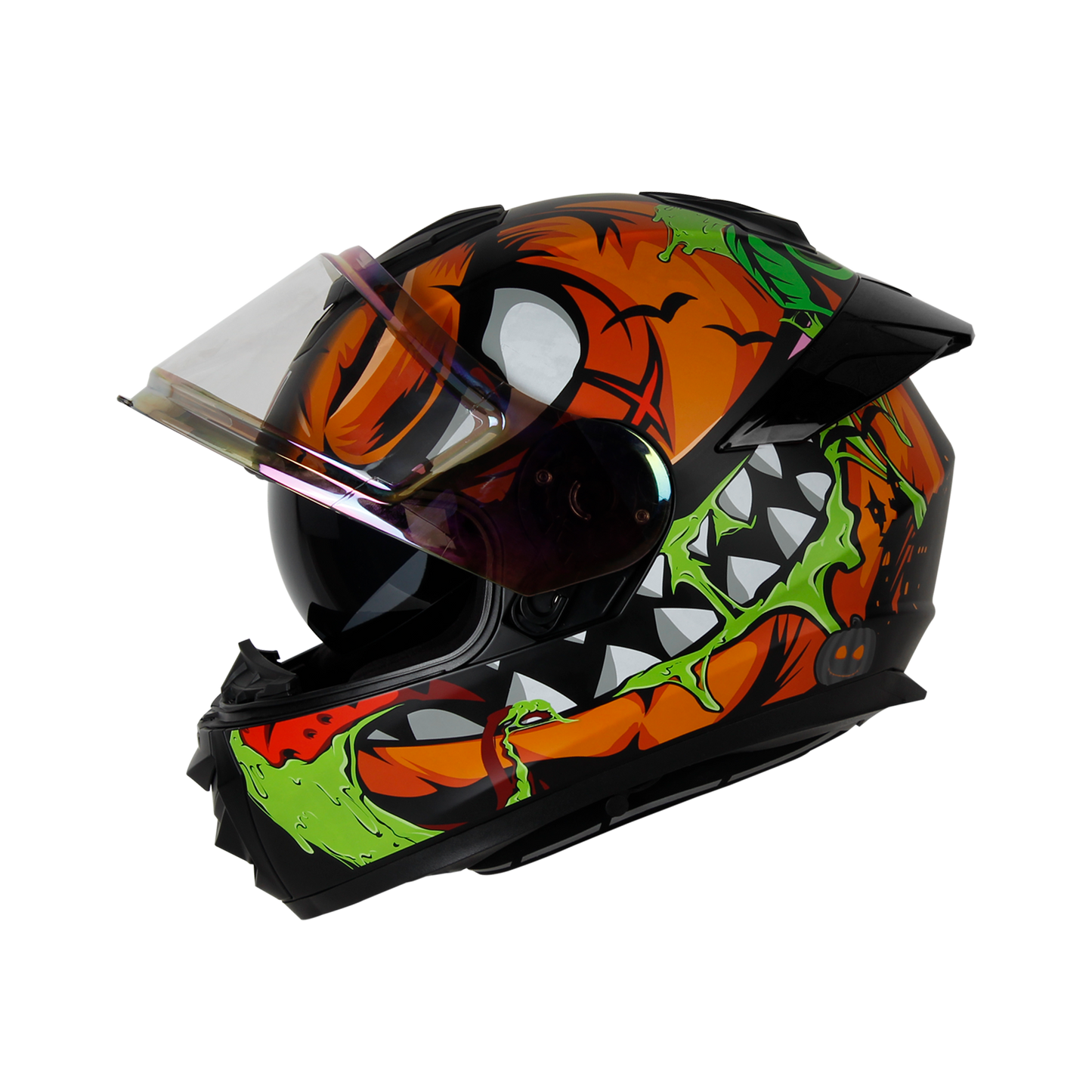 IGN-8 PUMPKIN MATT BLACK WITH ORANGE CHROME BORDER VISOR WITH PIN LOCK 30 WITH PC SMOKE SPOILER