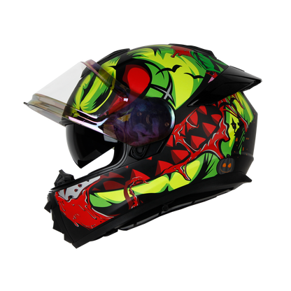IGN-8 PUMPKIN MATT BLACK WITH NEON CHROME BORDER VISOR WITH PIN LOCK 30 WITH PC SMOKE SPOILER
