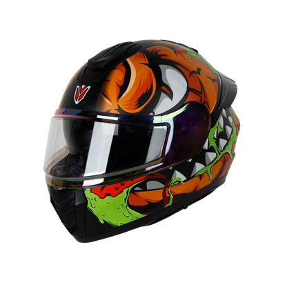 IGN-8 PUMPKIN MATT BLACK WITH ORANGE CHROME BORDER VISOR WITH PIN LOCK 30 WITH PC SMOKE SPOILER