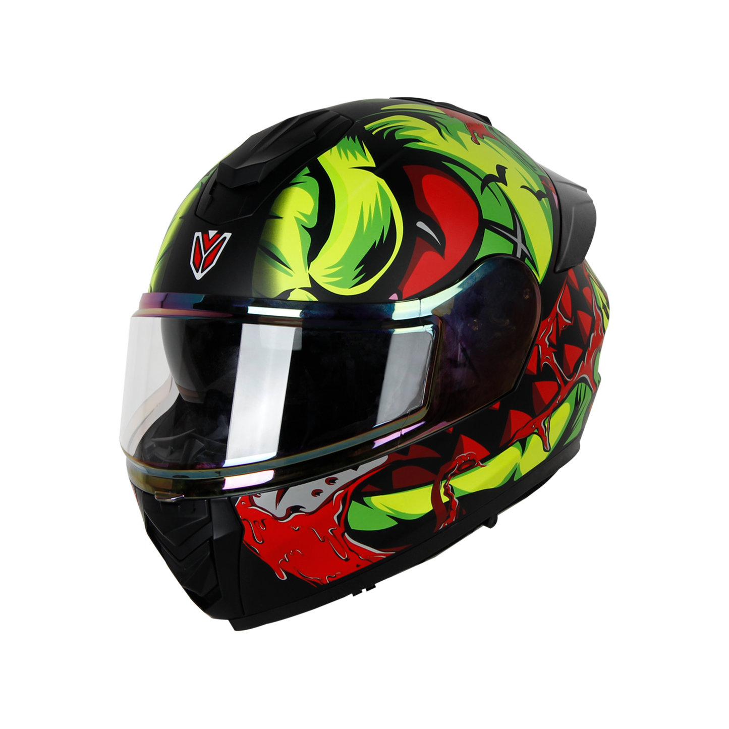 IGN-8 PUMPKIN MATT BLACK WITH NEON CHROME BORDER VISOR WITH PIN LOCK 30 WITH PC SMOKE SPOILER