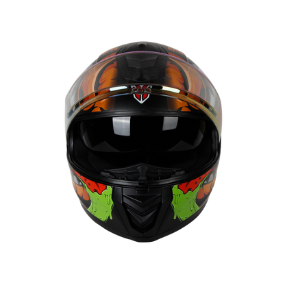 IGN-8 PUMPKIN MATT BLACK WITH ORANGE CHROME BORDER VISOR WITH PIN LOCK 30 WITH PC SMOKE SPOILER