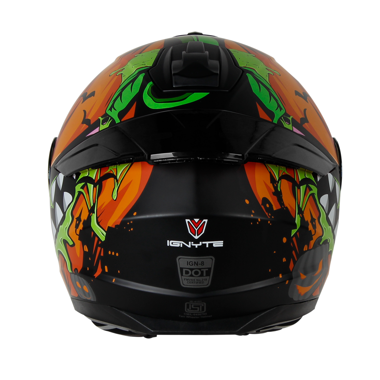 IGN-8 PUMPKIN MATT BLACK WITH ORANGE CHROME BORDER VISOR WITH PIN LOCK 30 WITH PC SMOKE SPOILER
