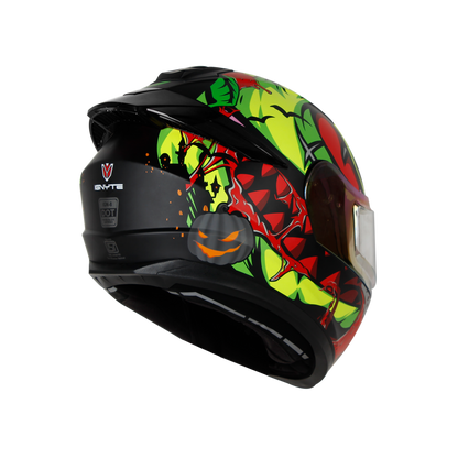 IGN-8 PUMPKIN MATT BLACK WITH NEON CHROME BORDER VISOR WITH PIN LOCK 30 WITH PC SMOKE SPOILER
